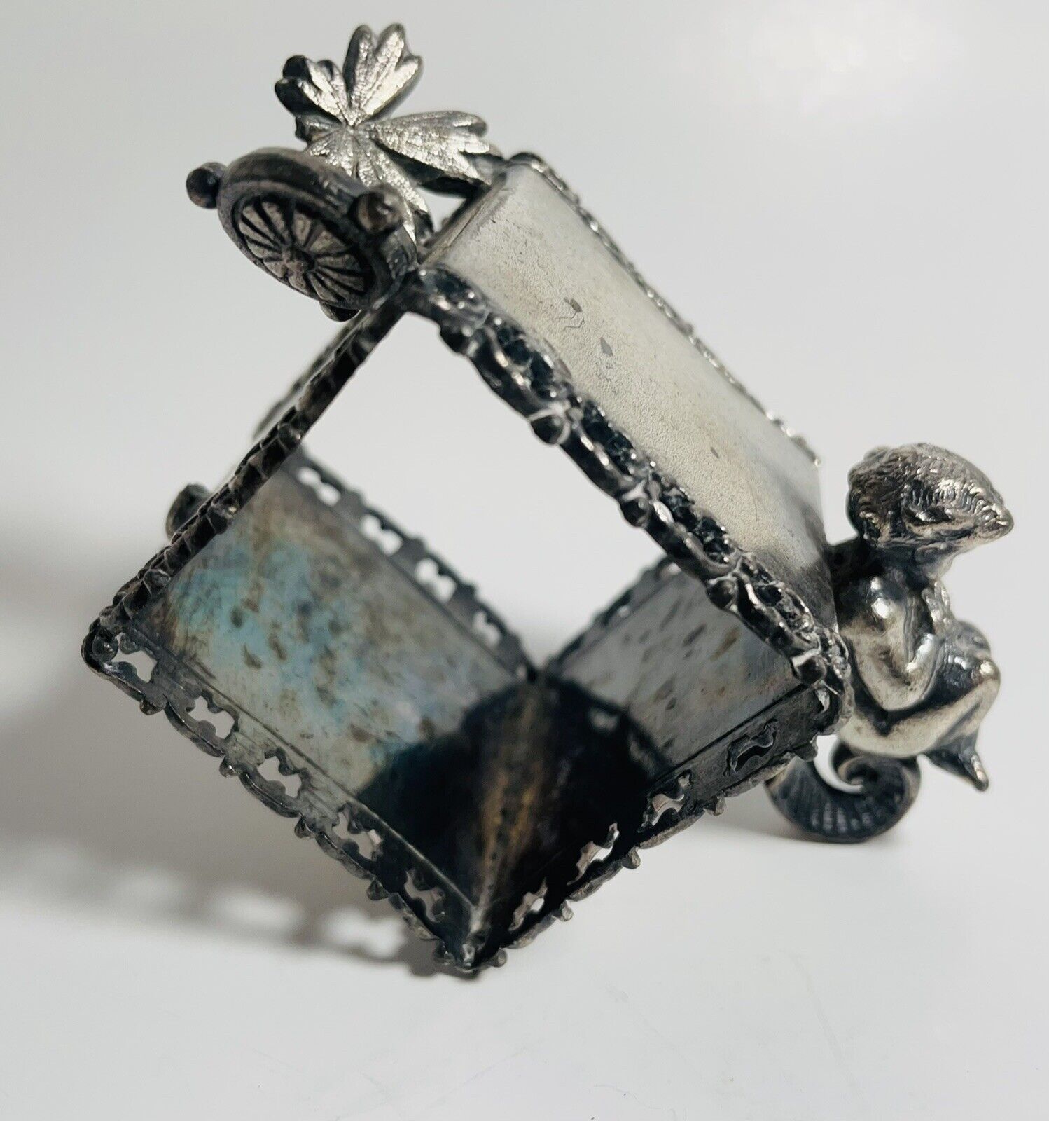 Antique Meridan Silver Plated Cherub Napkin Ring Angel