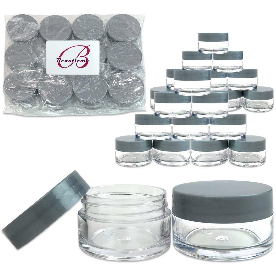 24 Pieces 20g/20ml Round Clear Cosmetic Cream Sample Jars Gray Lids Bpa Free