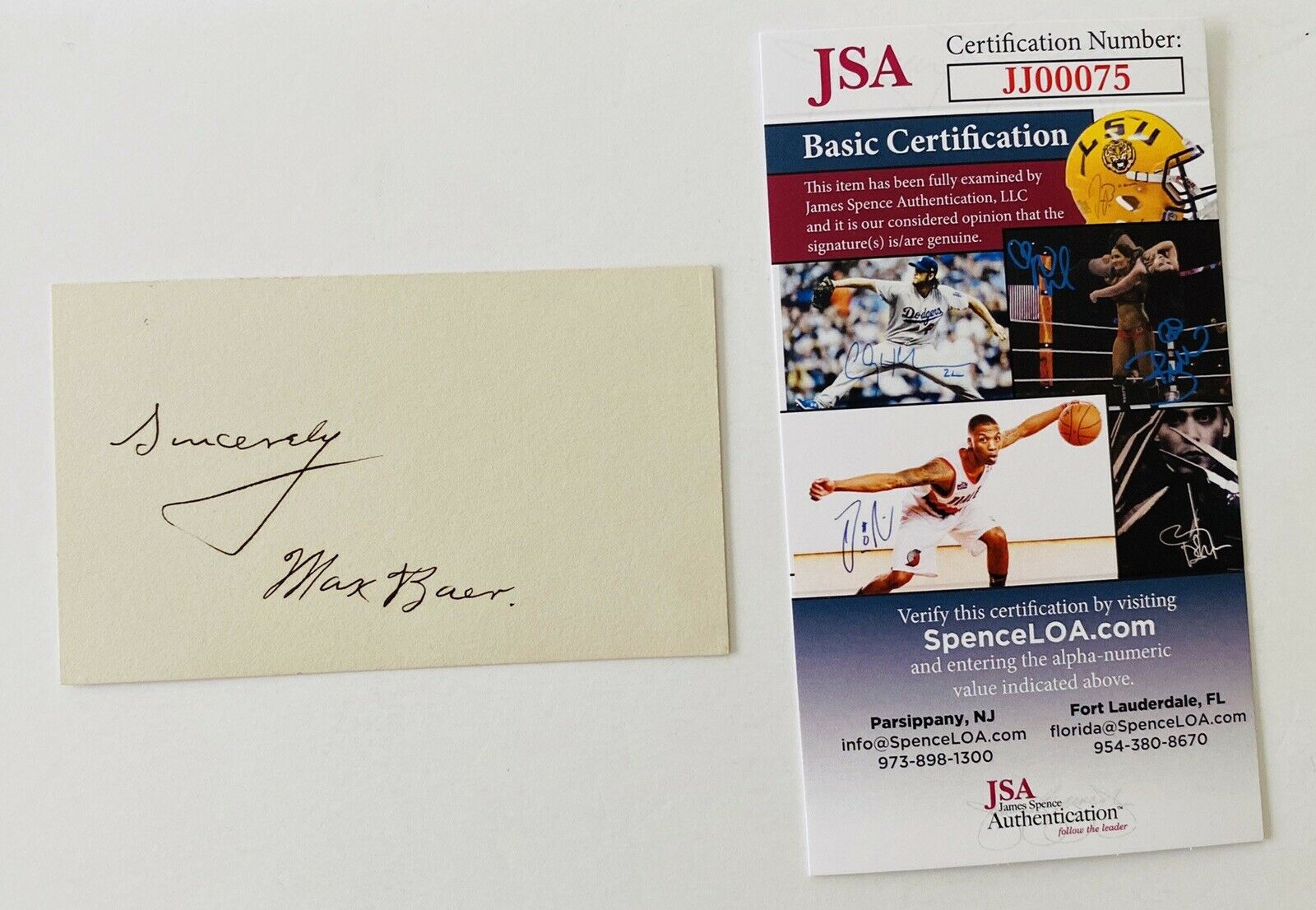Max Baer Signed Autographed 2.5 X 4 Card Jsa Certified Boxer