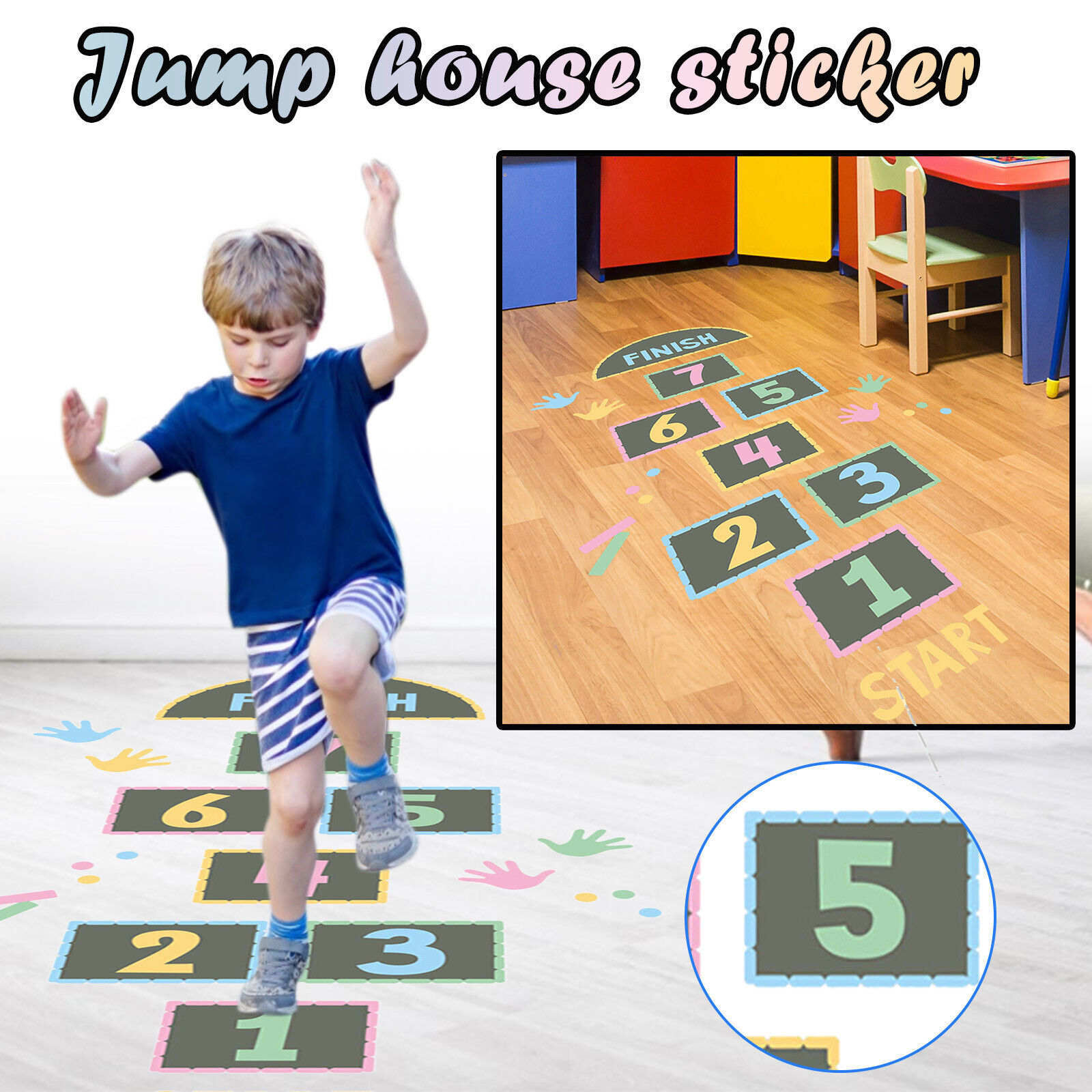 Digital Jumping Lattice Children's Game Preschool Education Creative Stickers