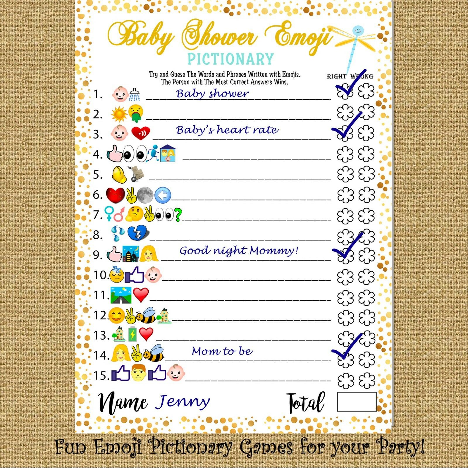 Baby Shower Games Fun Emoji Game 30 Cards For Girls Boys Baby Shower Party