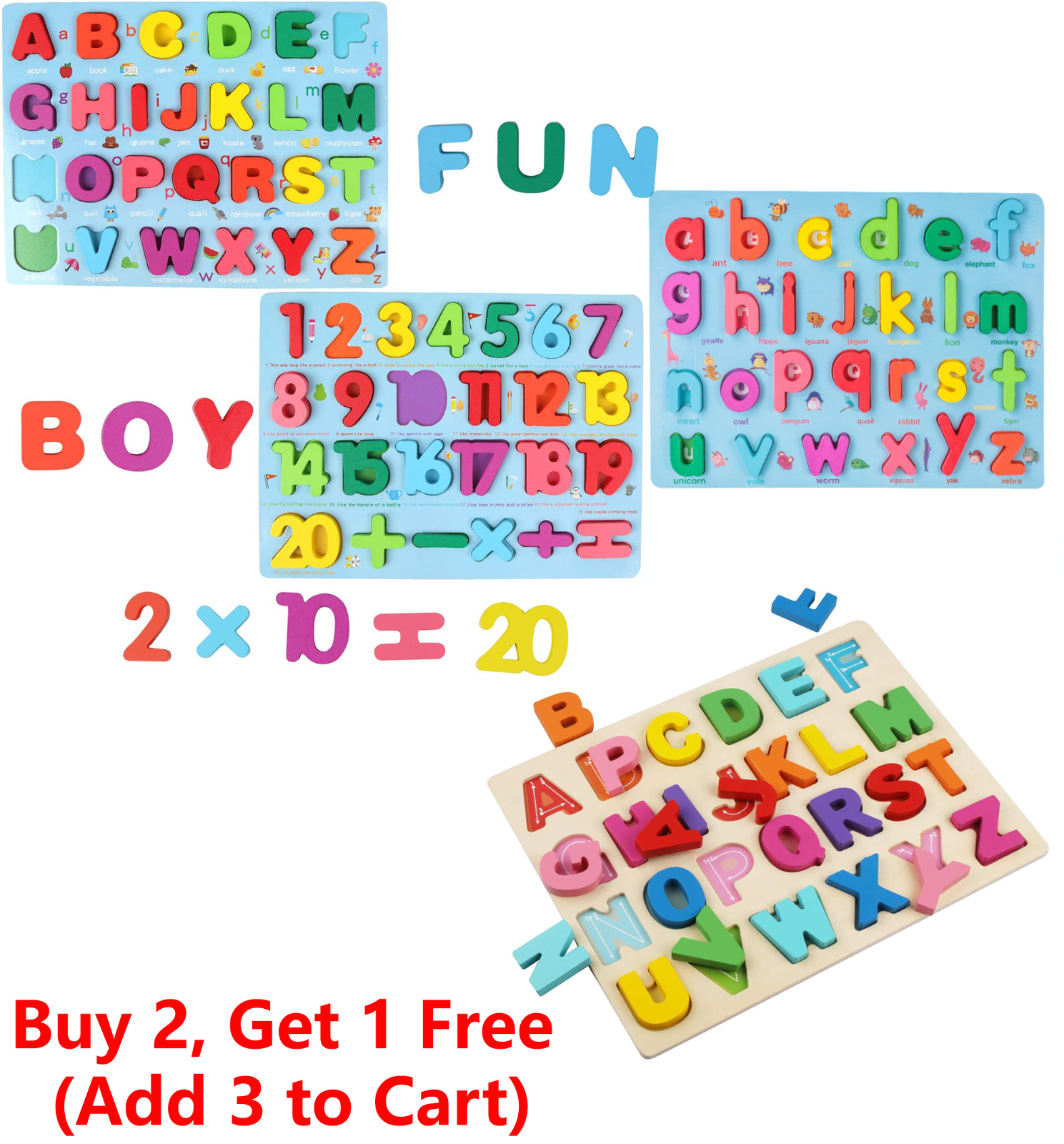 Wooden Alphabet Number Puzzle Board Toddler Educational Early Learning Toys