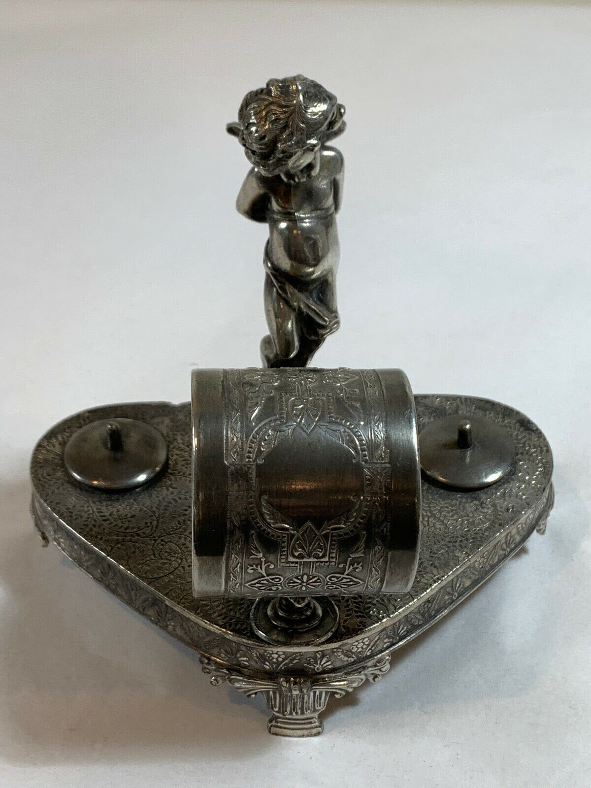 James Tufts Silver Plate Figural Cherub Ring Holder (missing Open Salt & Shaker)