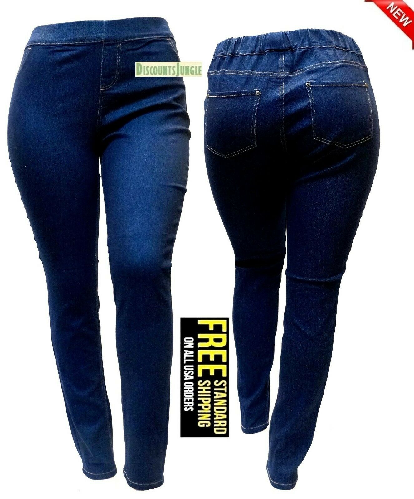 Sexy Diva Womens Plus Size Denim Jeans Elastic Waist Pull On Stretch Push Up-new
