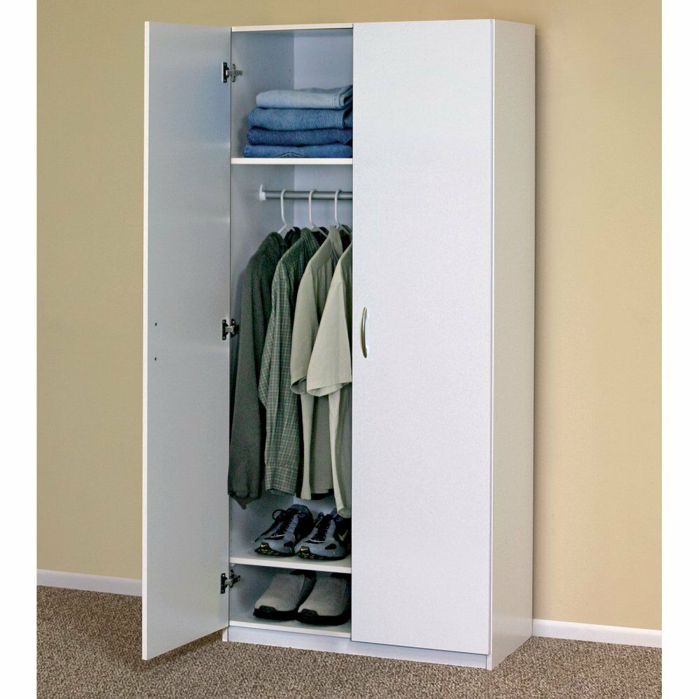 White Wardrobe Cabinet Clothing Closet Storage Modern Organizer Bedroom Shelf
