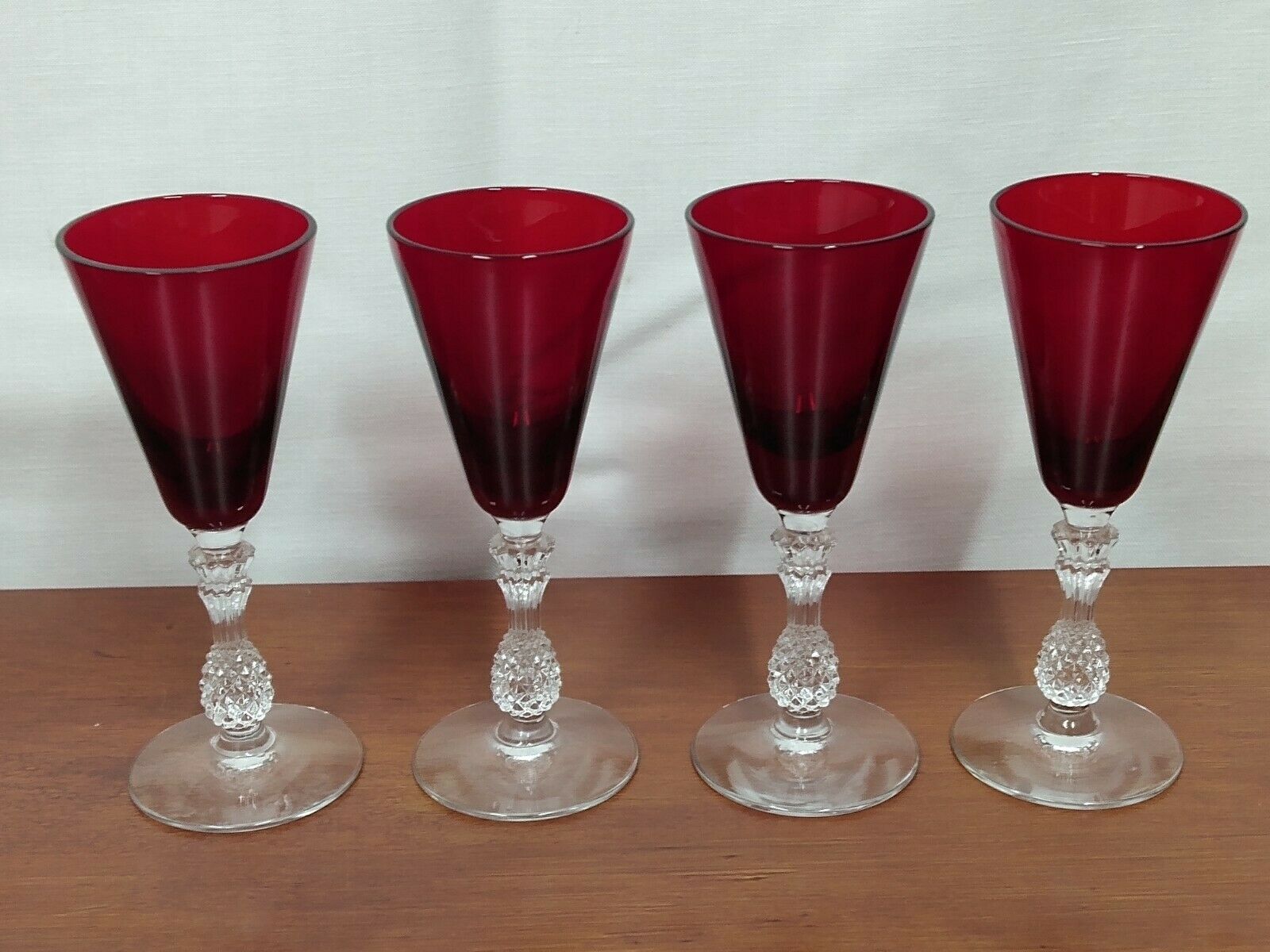 8445 Morgantown Plantation Ruby Red Mid Century Glass 5 1/4" Sherry Stems Set 4