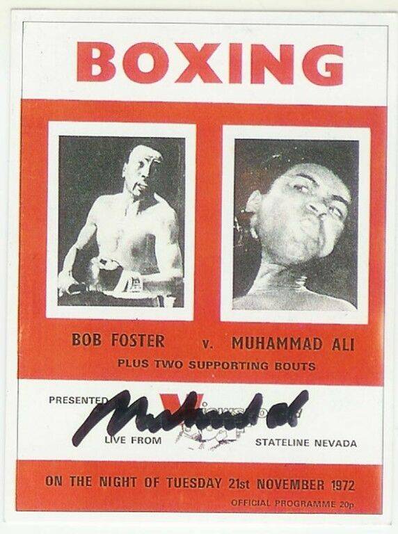 Muhammad Ali Signed Sporting Profiles Program Cover Trading Card Auto Coa Foster