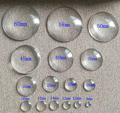 Clear Transparent Glass Cabochon Dome Flat Back Crystal Magnify Base Cover Hot