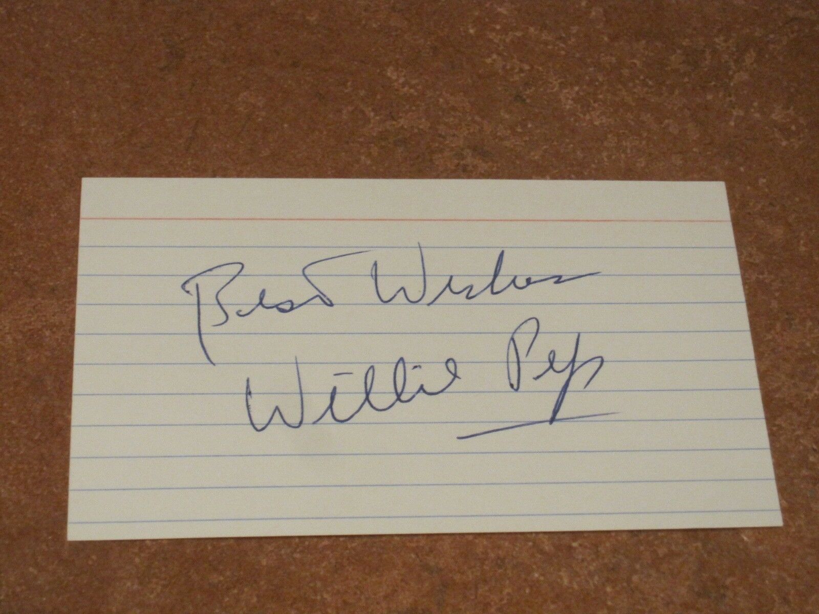 Willie Pep Autographed Index Card Boxing Psa Pre-certified