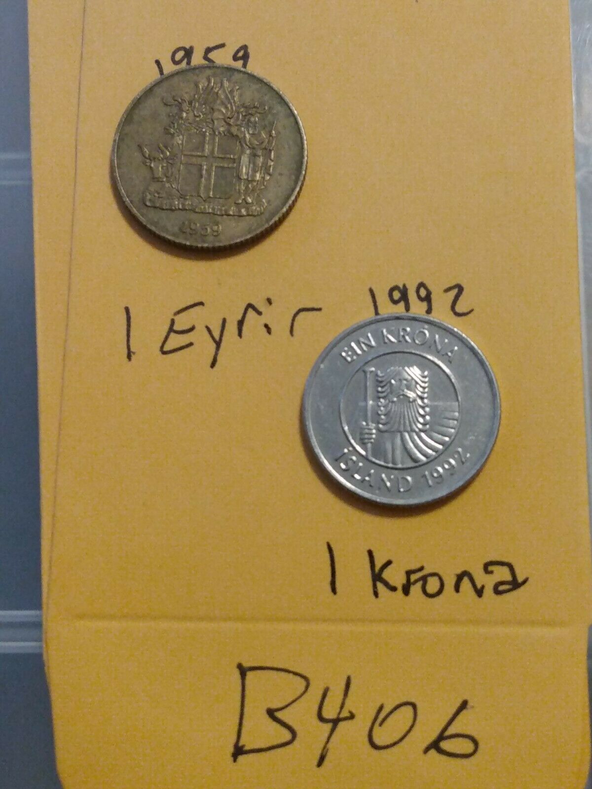 🇮🇸🇮🇸 Iceland Coins 1959 1 Eyrir & 1992 1 Krona 🇮🇸🇮🇸
