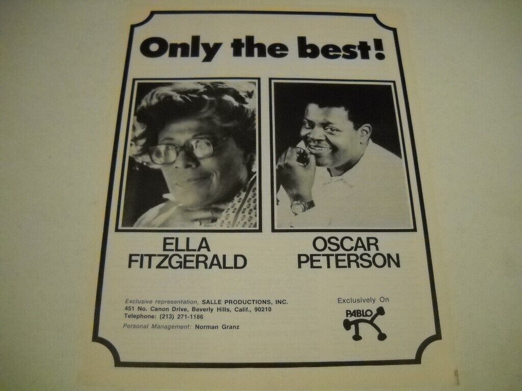 Ella Fitzgerald And Oscar Peterson Only The Best! Original 1975 Promo Ad