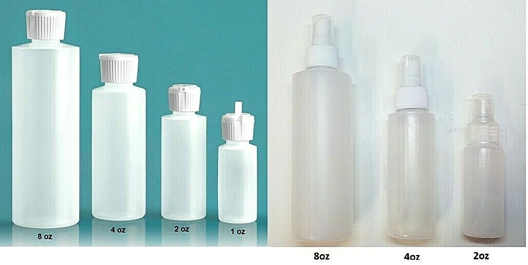 Plastic Cylinder Plain / Flip Top Or Spray Bottle Pour Spout  --  Free Shipping!