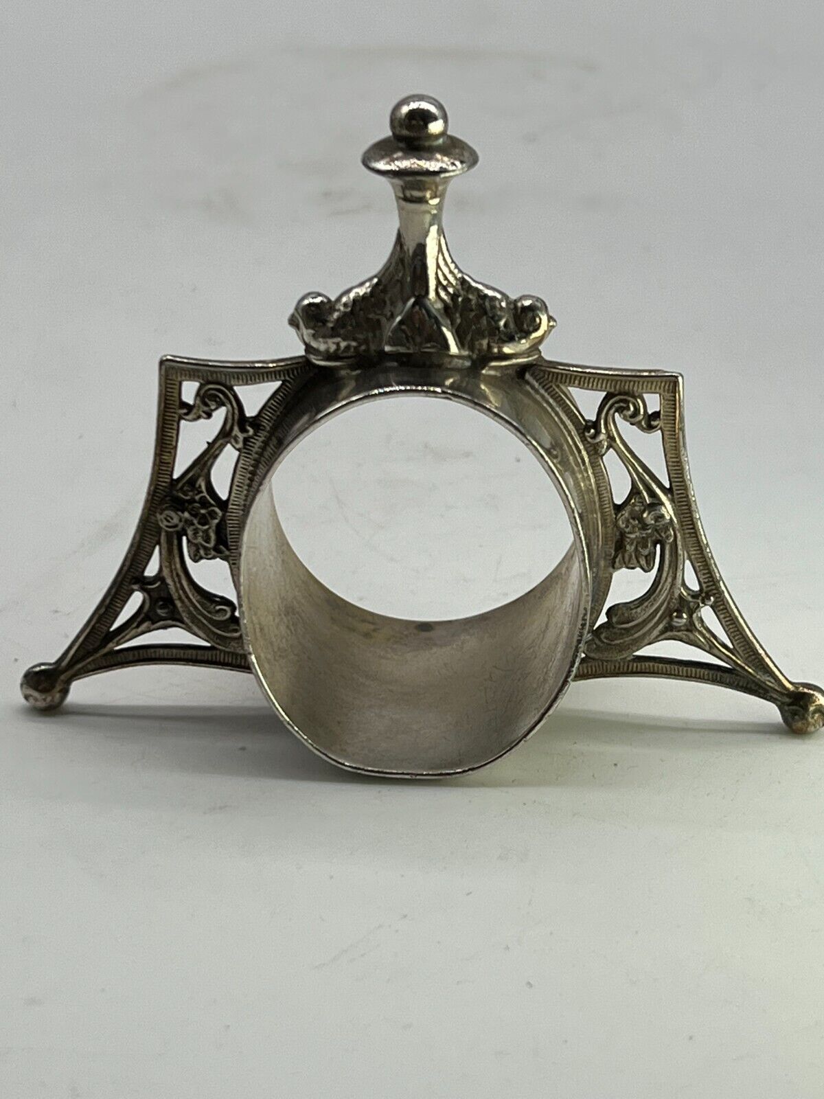 Antique Figural Gothic  Napkin Ring Holder  Marked