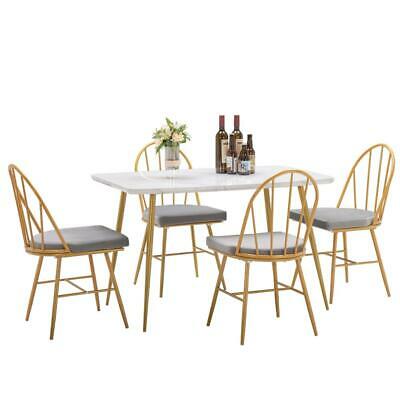 New 5 Piece Dining Table Set 4 Dining Chairs  Marble Dining Table Dinner Kitchen