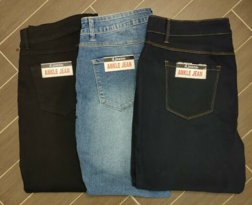 New Plus Size Jeans Skinny Ankle & Full Length Stretch Blue Black Colors D.jeans