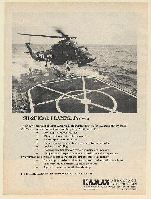 1983 Kaman Sh-2f Mark I Lamps Navy Helicopter Print Ad