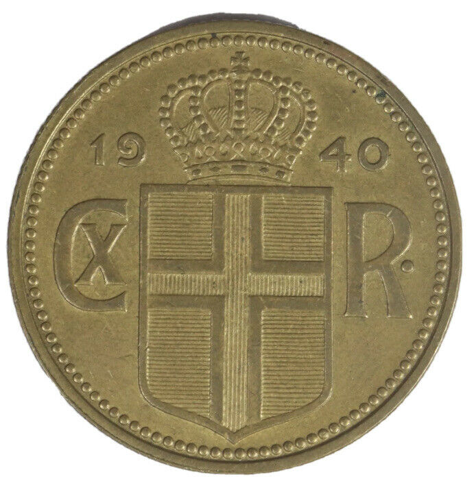 1940 Iceland 2 Kronur Exact Coin Free Shipping 8566