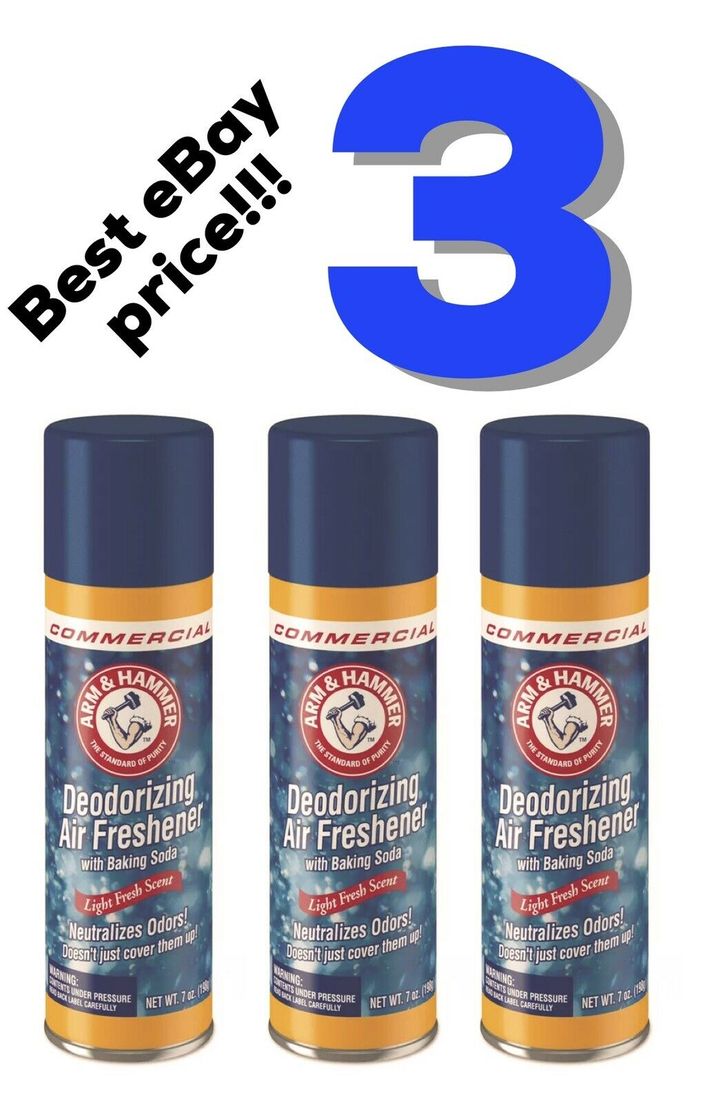 3 Baking Deodorizing Soda Air Freshener Fresh Scent Aerosol Commercial Lot 7oz