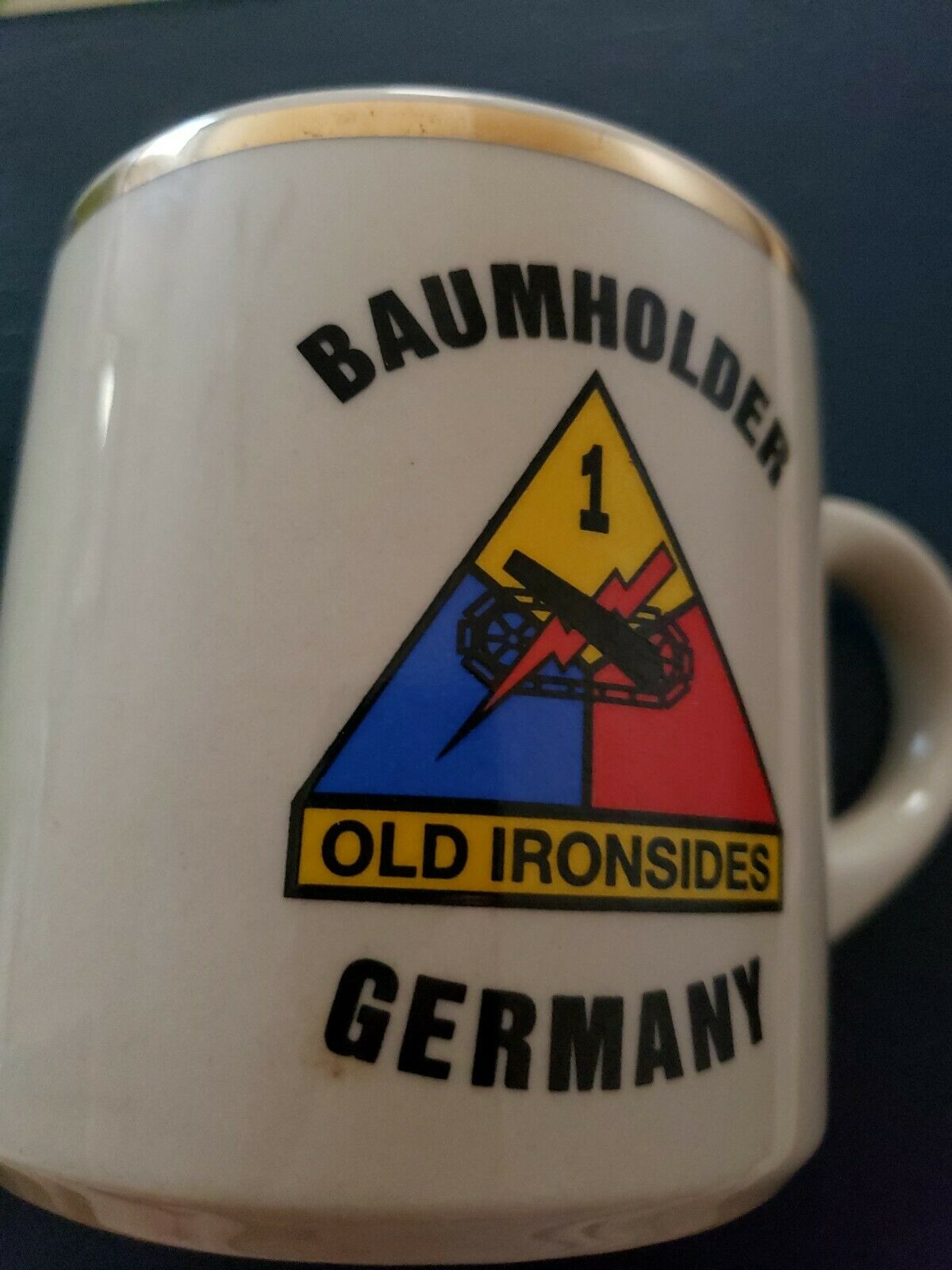 Army Collector's  Baumholder Old Ironside  1st  Armored Division  Mug Pre-owned