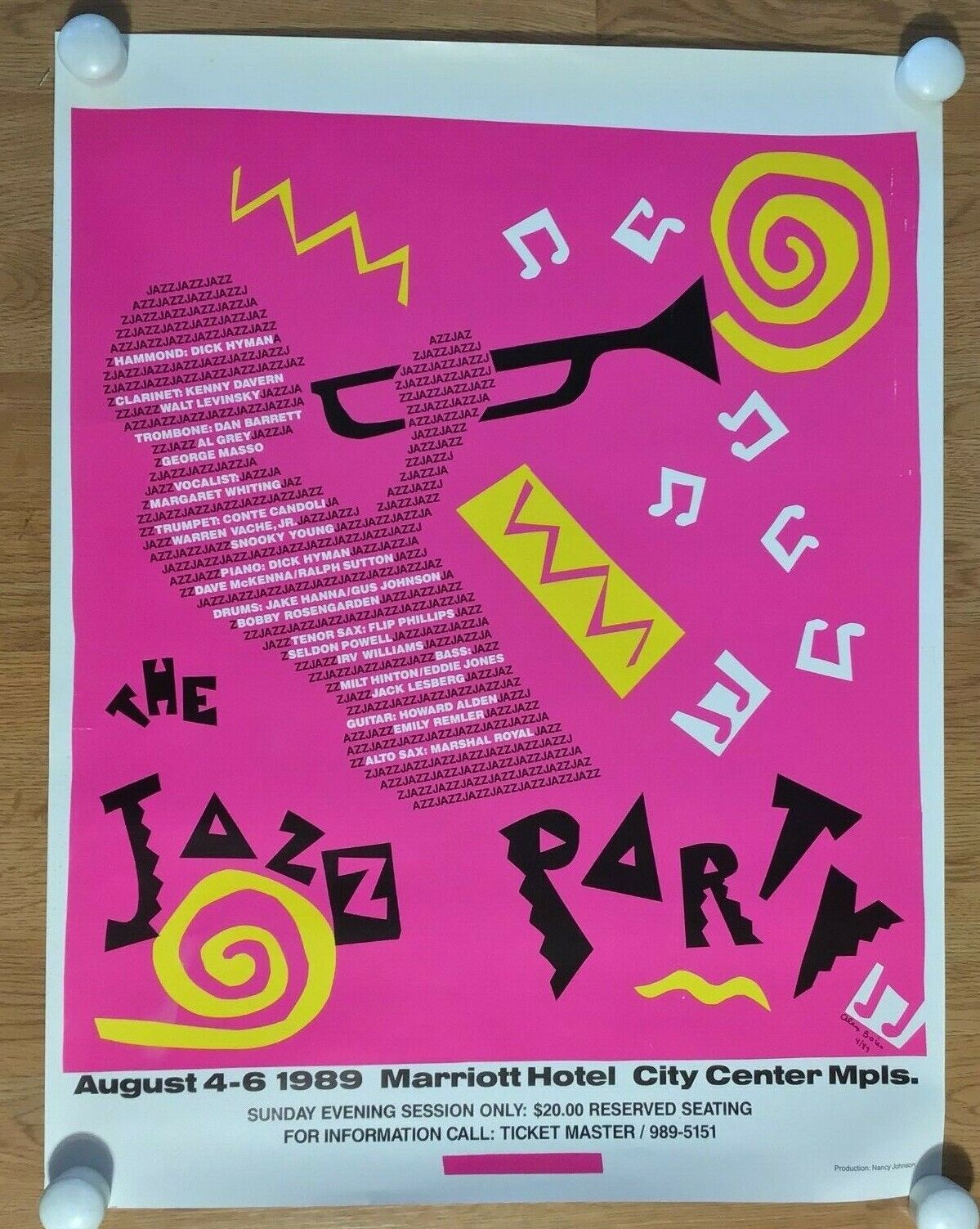 Jazz Party Marriott Hotel Mpls 17x22-alex Boies(reprint) Autographed Poster-1989