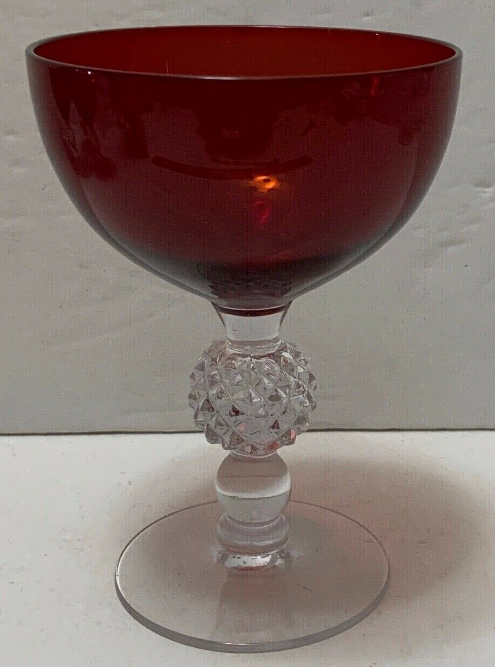 Morgantown Ruby Red Golf Ball Champagne Low Sherbet Glass