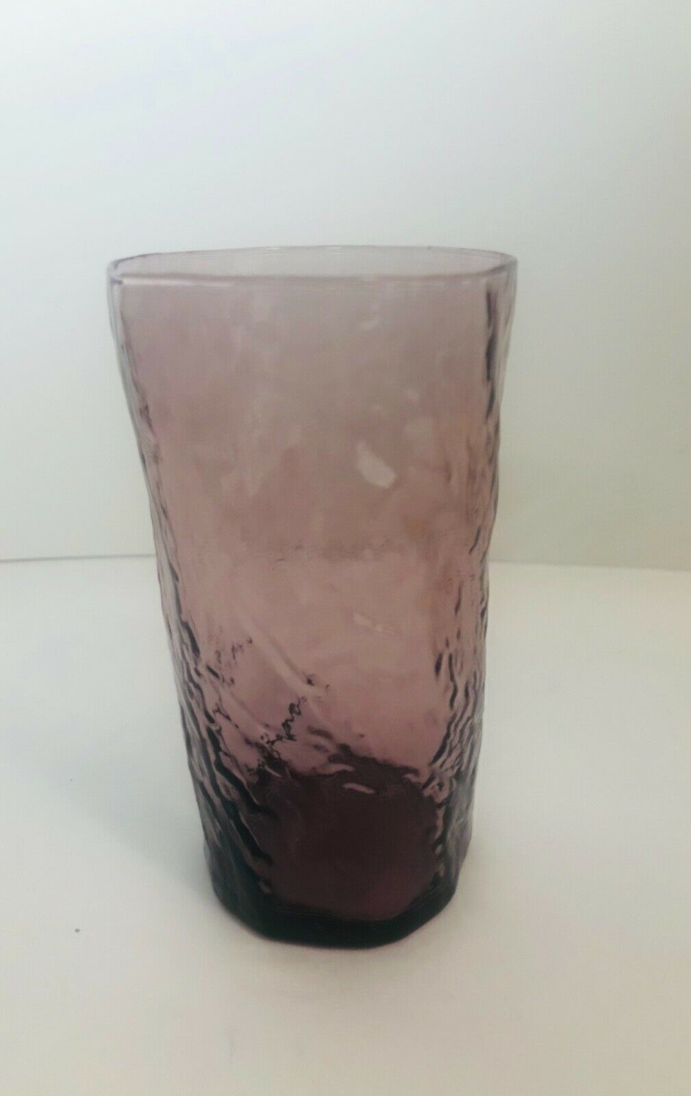 Vintage Crinkle Glass Iced Tea Tumbler Morgantown Violet Purple 5”