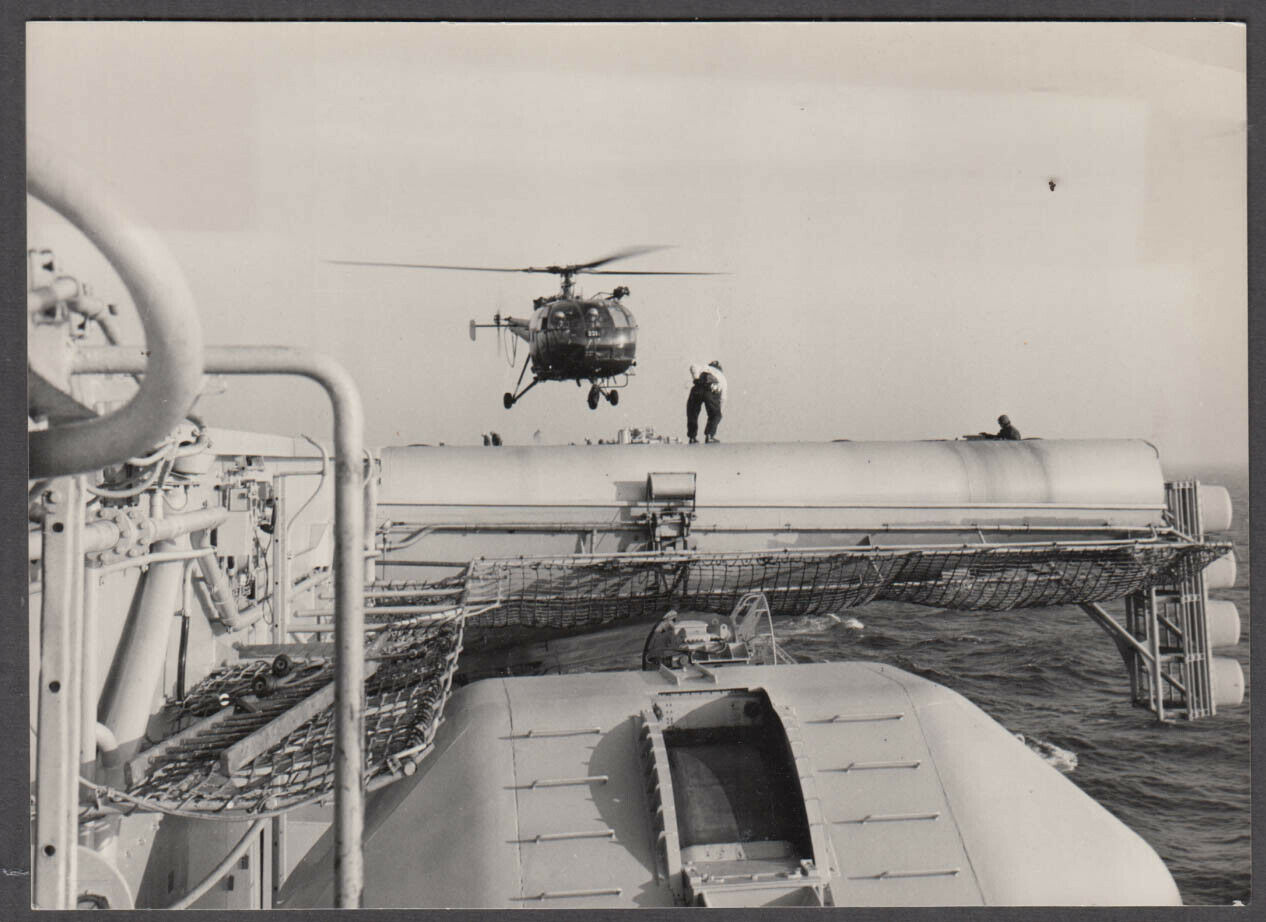 French Aérospatiale Alouette Iii Helicopter Landing On Oil Rig 1972