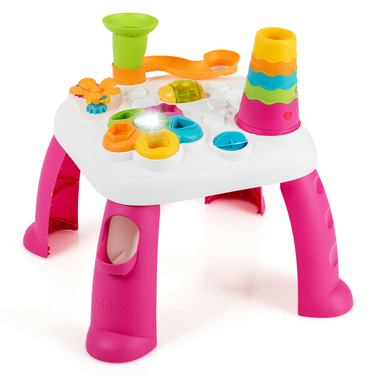 Costway 2 In 1 Toddler Learning Table Creative Play Sit To Stand Christmas Pink