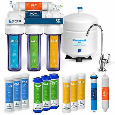5 Stage Home Drinking Reverse Osmosis System Plus 7 Express Water Filter - Clear