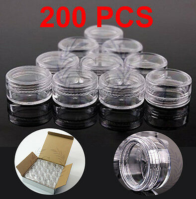 200 Pack 5 Gram Sample Jars High Quality Clear Lid Cosmetic Makeup Pot Lip Balm