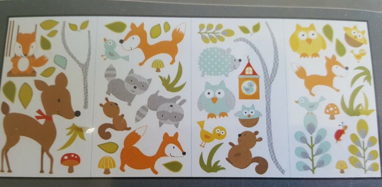 Wall Decals Woodland Friends Fox Racoon Owl Deer Squirrel  Nursery Stickers