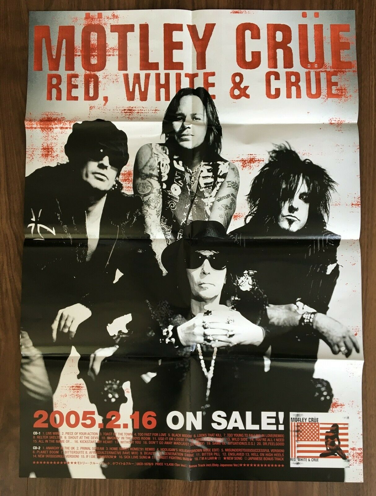 Motley Crue Official Japan Promo Only Poster Red White Crue More Listed $0 Ship