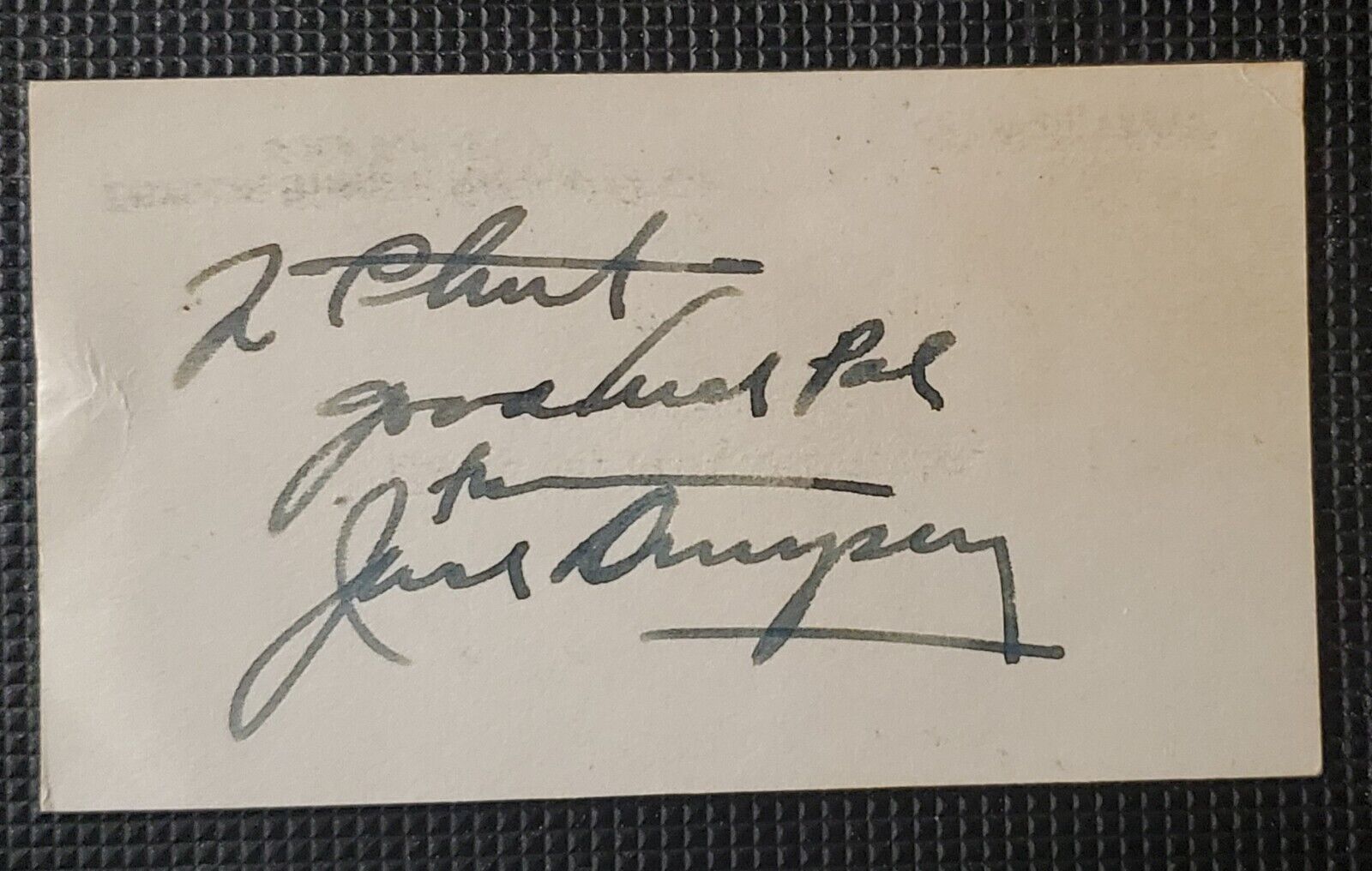 Jack Dempsey Signed Business Card 1953