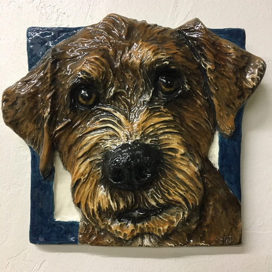 Airedale Terrier Dog 3d Tile Handmade Pet Portrait By Sondra Alexander Art