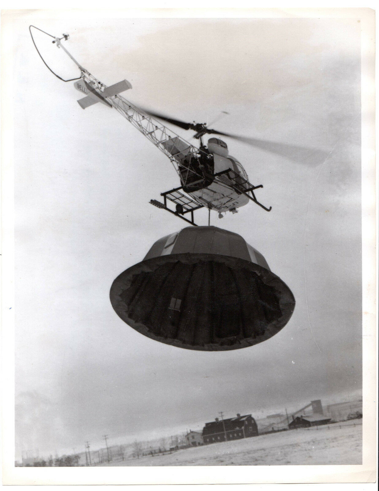 Vintage Press Photo Helicopter Carries "igloos For Eskimos" Calgary, Alberta Can