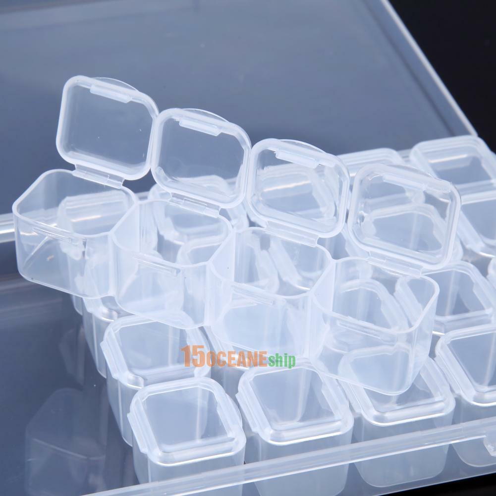 28 Slots Nail Art Tip Jewelry Beads Storage Box Case Organizer Plastic Removable