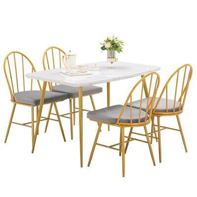 5 Piece Marble Dining Table Set 4 Chairs Kitchen Dining Room Breakfast Nook Us