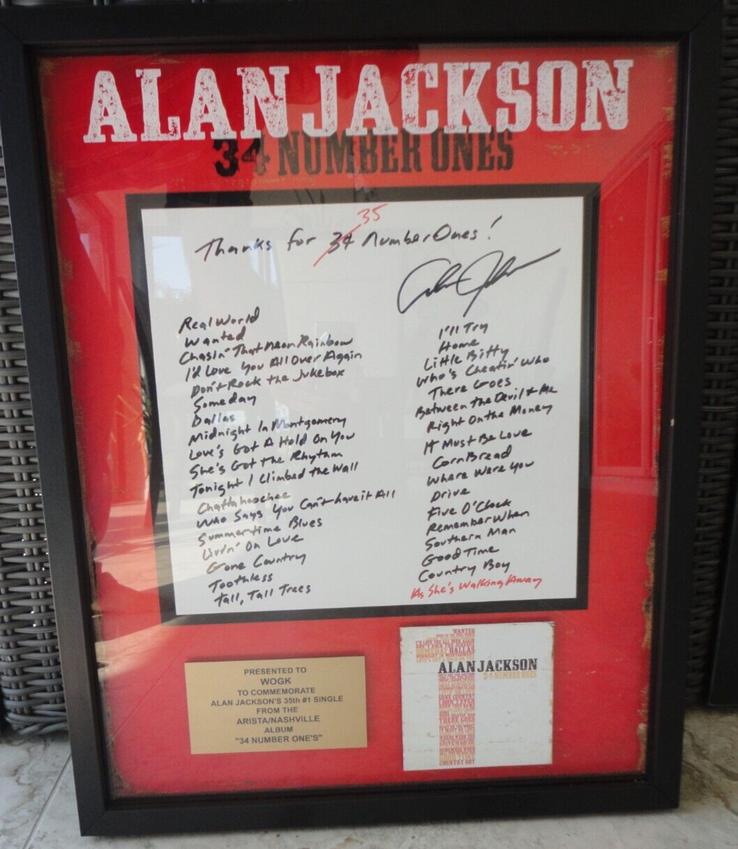 Alan Jackson  34 Number Ones Framed  Display Presented To Wogk Raido