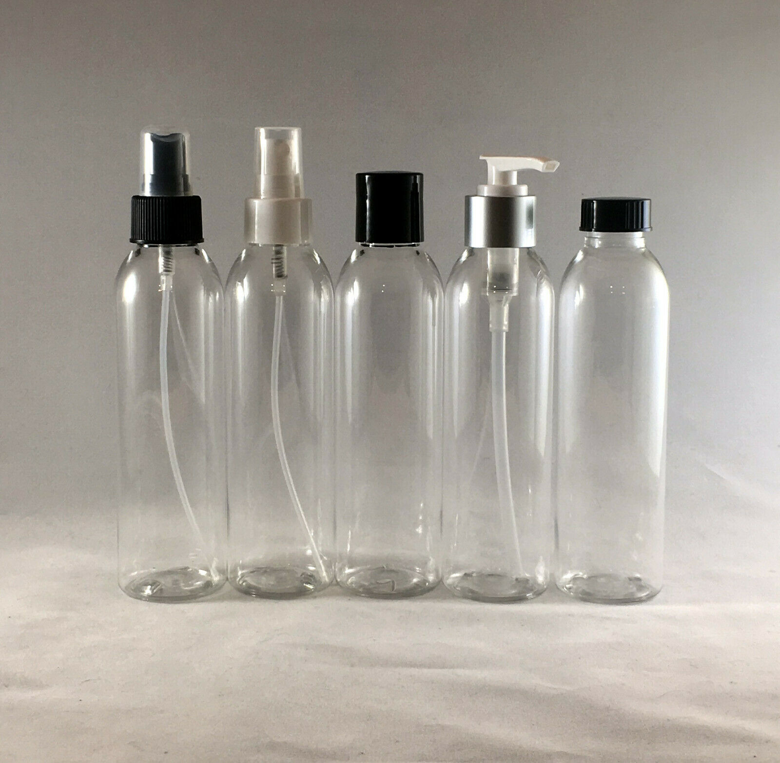 2oz,4oz,6oz,8oz,16oz Clear Plastic Cosmo Round Bottles-you Pick Size,lot,closure