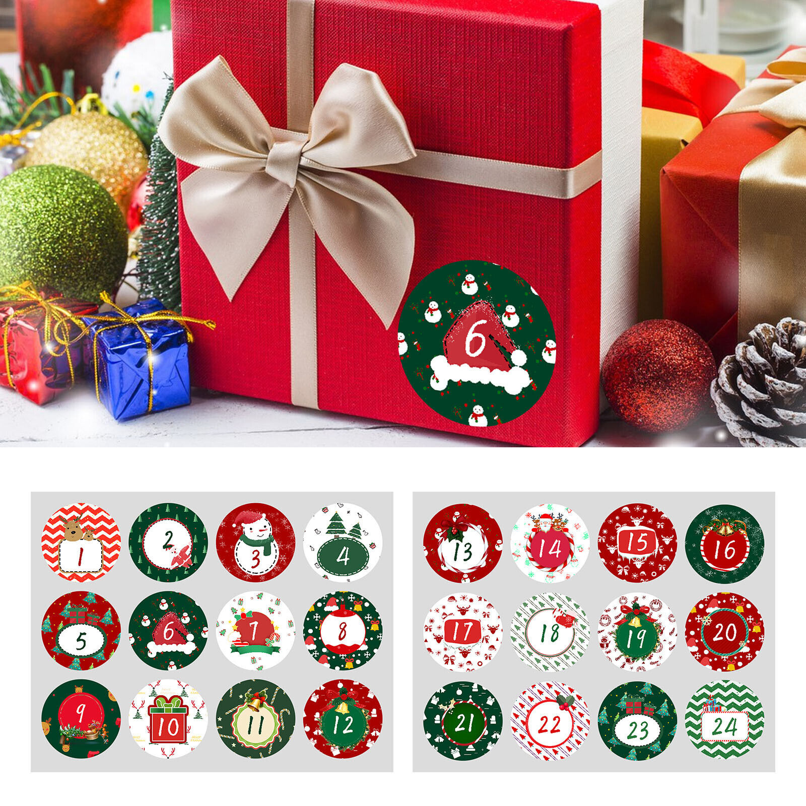 Christmas No. 1-24 Christmas Stickers Gift Sealing Cartoon Sticker Baking