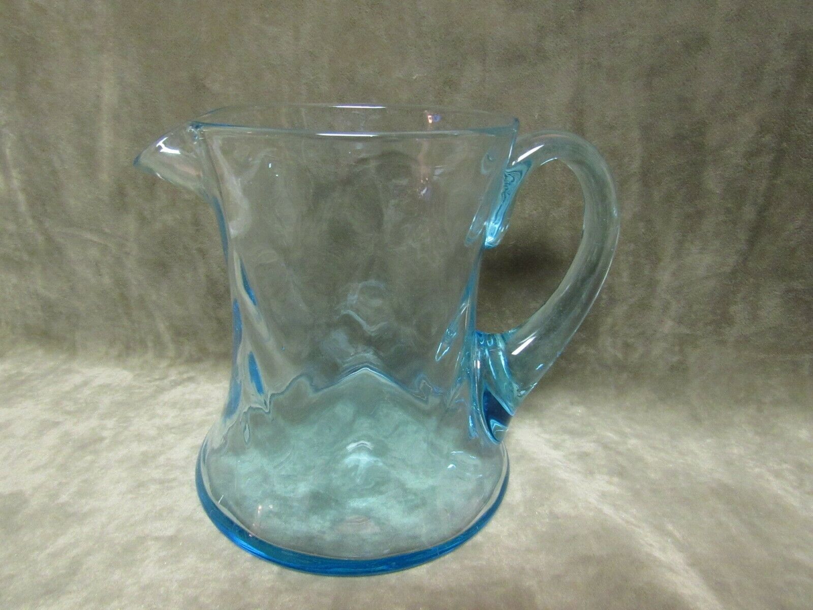 Morgantown Glass Azure Blue Herringbone Zig Zag Optic Medium Size Water Pitcher