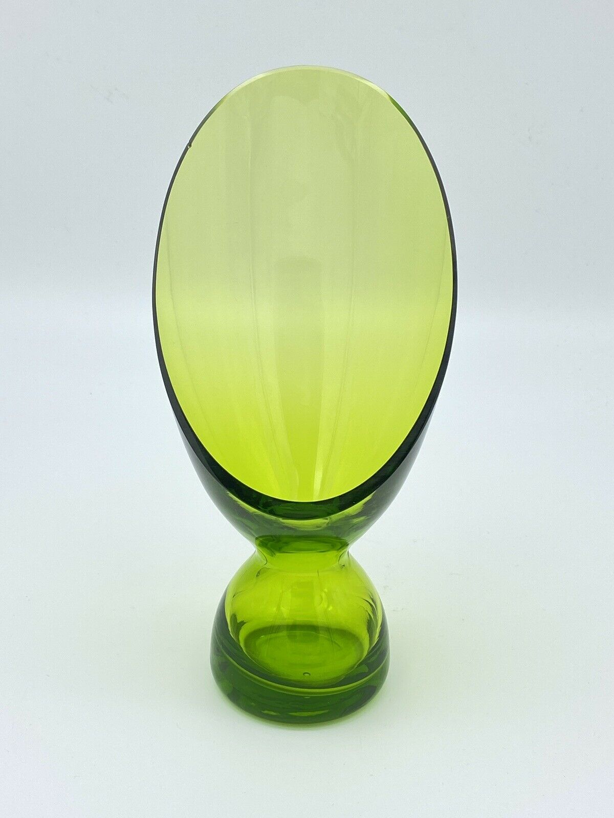 Morgantown Green Glass Mcm Coronet Slant Candleholder 1960