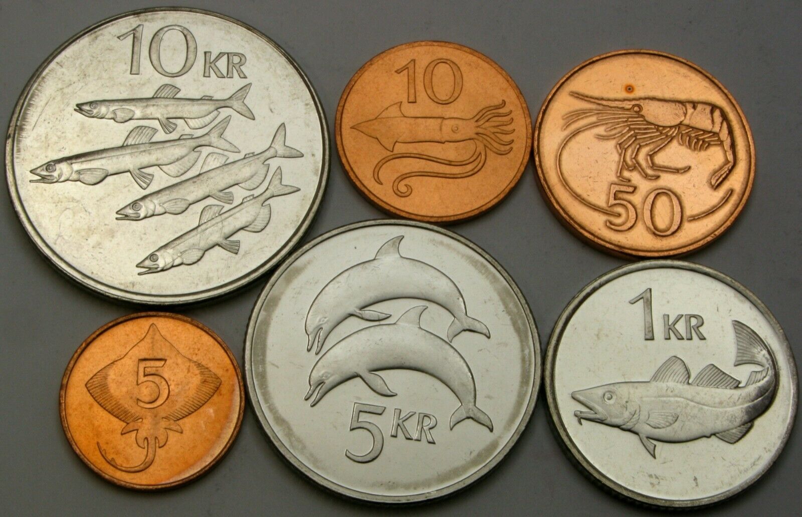 Iceland 5 Aurar / 10 Kronur 1981/2007   - Lot Of 6 Coins - Unc *