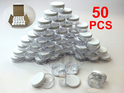 50pcs 5g White Clear Cosmetic Empty Jar Pot Eyeshadow Makeup Cream Lip Balm 5ml