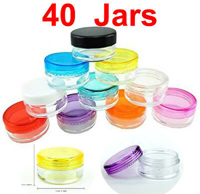 40 X High Quality 5g Gram Ml Empty Plastic Sample Pot Jars Cosmetic Containers