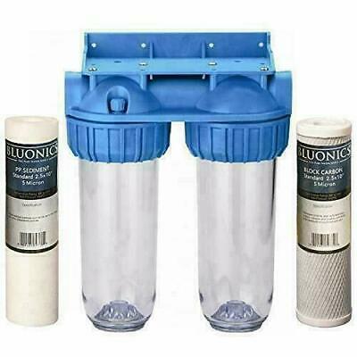 Dual Whole House Water Filter Purifier (with Filters) Carbon Block And Sediment
