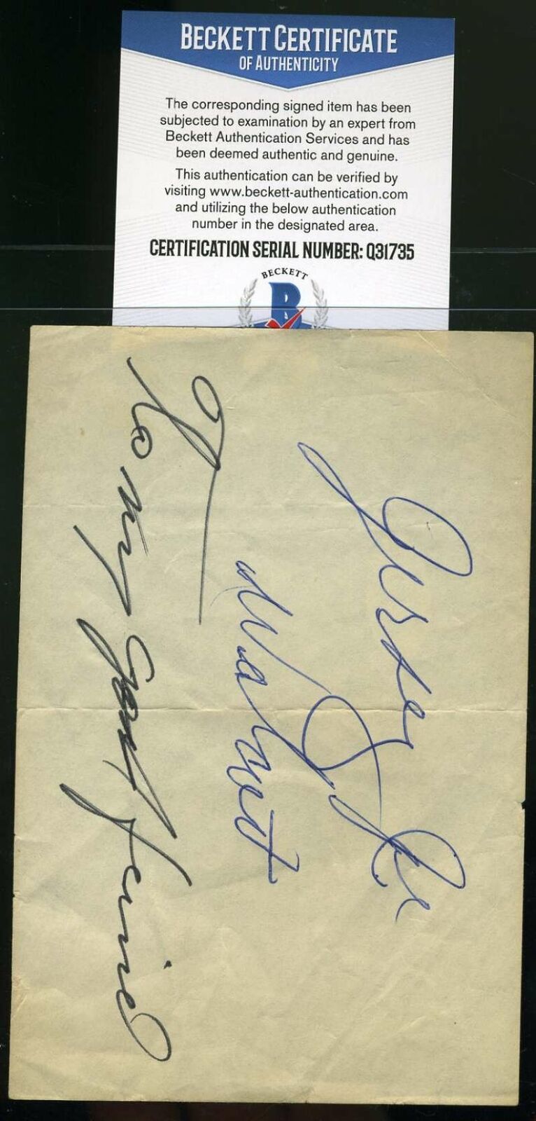 Jersey Joe Walcott Bas Beckett Autograph  Album Page Hand Signed