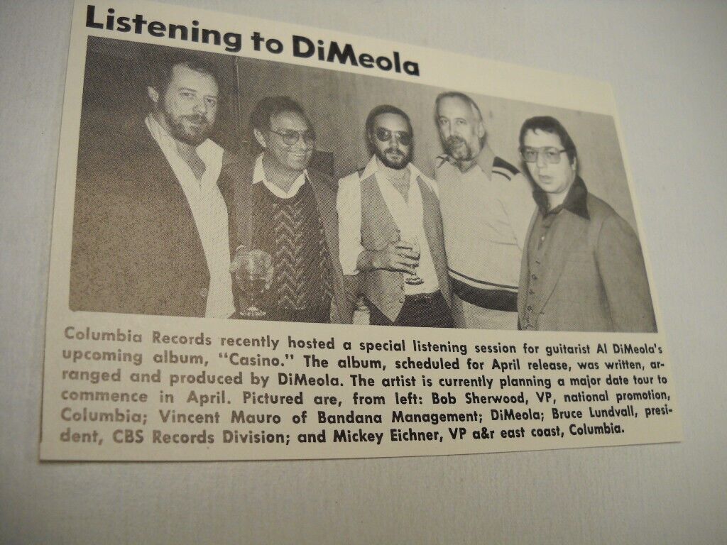 Al Dimeola At Listening Party For Casino Original 1978 Music Biz Promo Pic/text