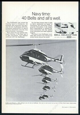 1969 Us Navy Searanger Photo Bell Helicopter Vintage Print Ad