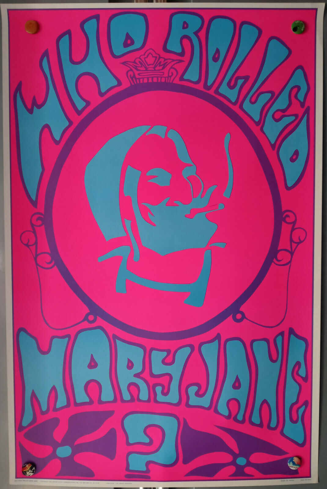Who Rolled Mary Jane? 1969 Black Light Poster